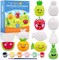 Summer Paint Your Own Fruits Painting Kit, 13 PCS Crafts Set for Kids, STEAM Project Creative Activity DIY Toys with 6 Figurines, 6 Paint Pots, 1 Brush